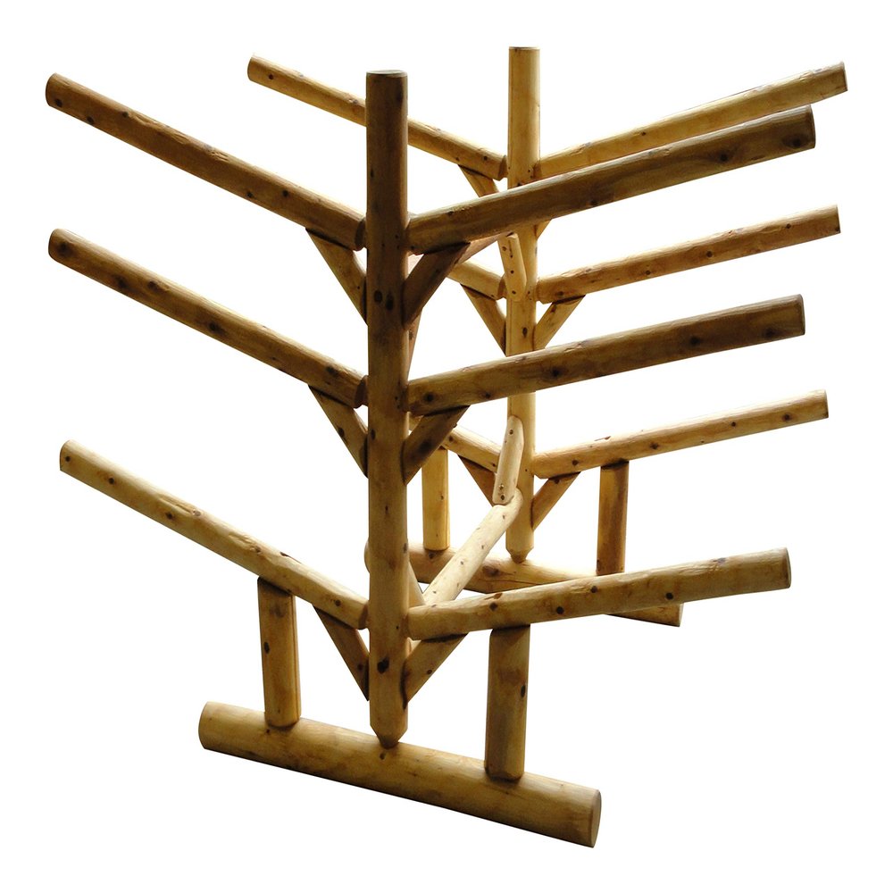 Log Kayak Rack 6-Place, 2 Canoes + 2 Kayaks + Two SUP Log Racks, Heavy Duty Canoe Paddle Outdoor Storage Racks, Surfboard Rack for Garage, SUP Storage, Kayak Stand - Natural
