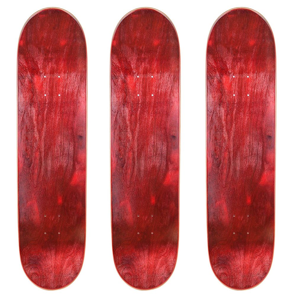 Cal 7 Blank Maple Skateboard Decks (Bundle of 3, Combinations) (Red, 8.5 inch)