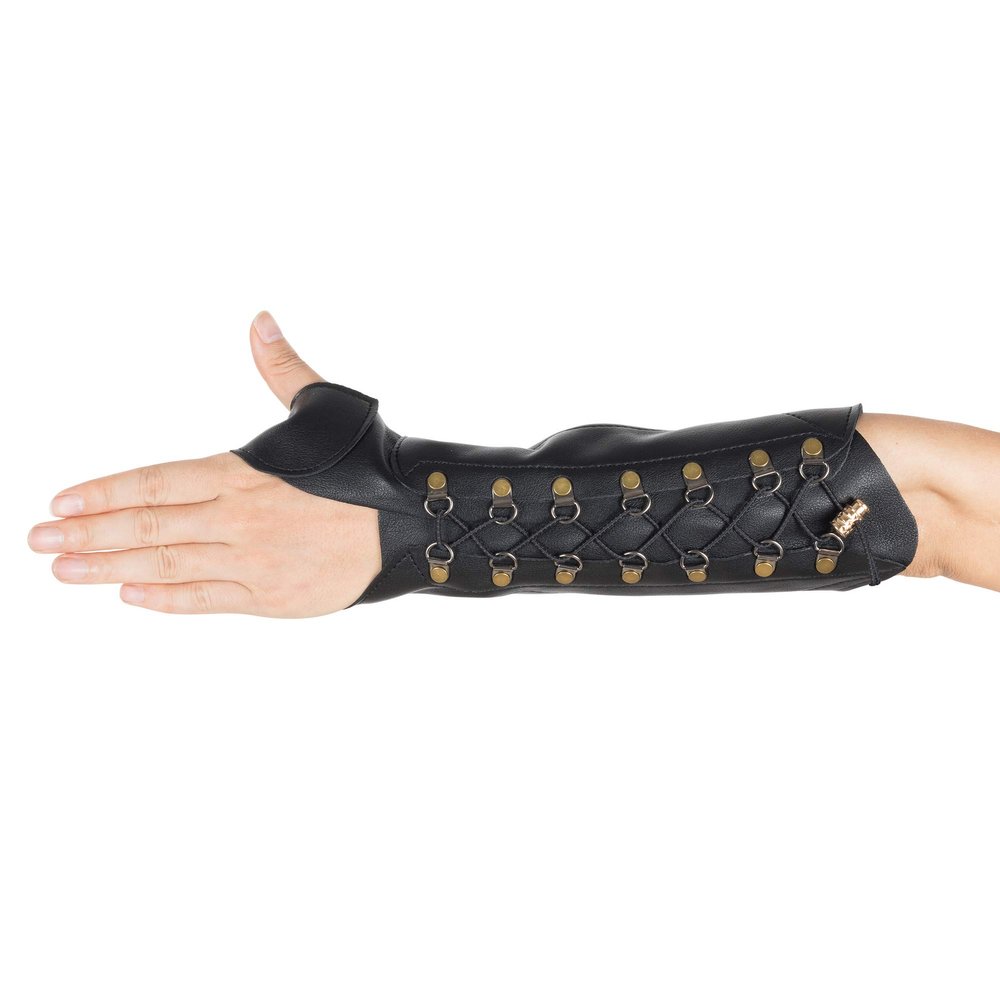 Windfulogo PU Leather Archery Arm Guard Hand Protector Brace Longbow Hunting Shooting Black for Women & Men