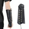 Windfulogo PU Leather Archery Arm Guard Hand Protector Brace Longbow Hunting Shooting Black for Women & Men view 2