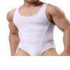 BRAVE PERSON Men's Figure-Shape Bodysuits Elastic Workout Clothes Swimwear 2241 (L / 30"-35'', White) view 1