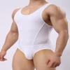 BRAVE PERSON Men's Figure-Shape Bodysuits Elastic Workout Clothes Swimwear 2241 (L / 30"-35'', White) view 3