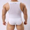 BRAVE PERSON Men's Figure-Shape Bodysuits Elastic Workout Clothes Swimwear 2241 (L / 30"-35'', White) view 4