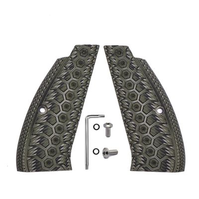 Guuun G10 CZ 75 Grips Full Size SP-01 Grip Tactics OPS Mechanical Texture - Green/Black