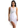 easyforever Women's Girls Shiny Sequin Criss Cross Ballet Dance Dress Thong Leotard Skating Costume White Large view 2