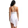 easyforever Women's Girls Shiny Sequin Criss Cross Ballet Dance Dress Thong Leotard Skating Costume White Large view 3
