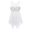 easyforever Women's Girls Shiny Sequin Criss Cross Ballet Dance Dress Thong Leotard Skating Costume White Large view 4