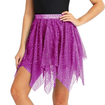 ACSUSS Women Shiny Ballet Dance Skirt Wrap Over Scarf Dance Asymmetric Latin Skate Tutu Skirt Rose One Size