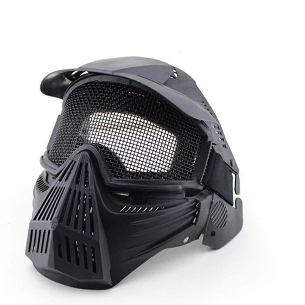 Homebeast Airsoft Full Face Mesh Mask Adjustable Military Tactical Low-Carbon Steel Hunting Shooting Protective Mask (Black)