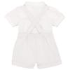 Baby Boys Formal Suit Gentleman Bowtie + Summer Short Sleeve Romper + Suspenders Shorts Button Bib Pants Wedding Tuxedo Outfits 1st/2nd Birthday Cake Smash Christening Clothes 3pcs Set White 0-6M view 2