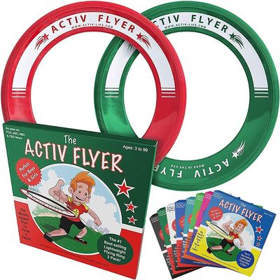 Activ Life 2 Pack Flying Rings for Kids, Fun Beach Toys, Gifts for Boys & Girls Aged 3-14, Cool Family Outdoor Games, Play at Playground, Easter Basket Fillers Birthday Presents, Red/Green
