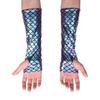 iiniim Ladies Women Mermaid Fish Scale Printed Long Gloves Hand Warmer Blue & Purple One Size view 2