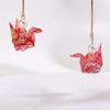 Red Thousand Paper Crane Long Thread Dangle Simulated-Pearl Clip On Earrings Non-Pierced Jewelry view 3