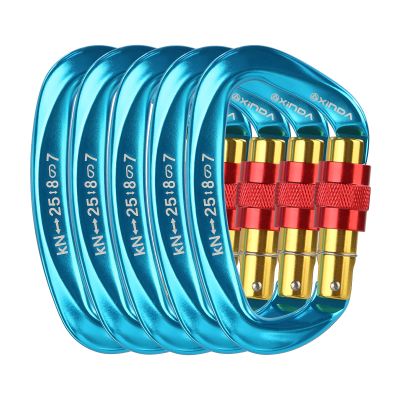 XINDA Screwgate Locking Carabiner Clip - Professional Rock Climbing Carabiner Screw Lock,Heavy Duty Carabiners for Climbing,Mountaineer,Hammock,Camping,Outdoor Equipment (5 pcs Blue)