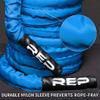 REP Battle Ropes - PolyDacron Battle Rope for Strength and Conditioning Workouts  1.5" and 2" Diameter, 30ft, 40ft, 50ft Lengths with Optional Cover Sleeve (Blue With Sleeve, 2.0 x 50 ft) view 4