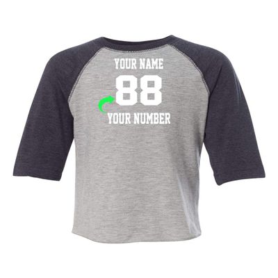 Customized Toddler Baseball Raglan Tee Personalized with Name and Team Number (Vintage Navy, 2T)
