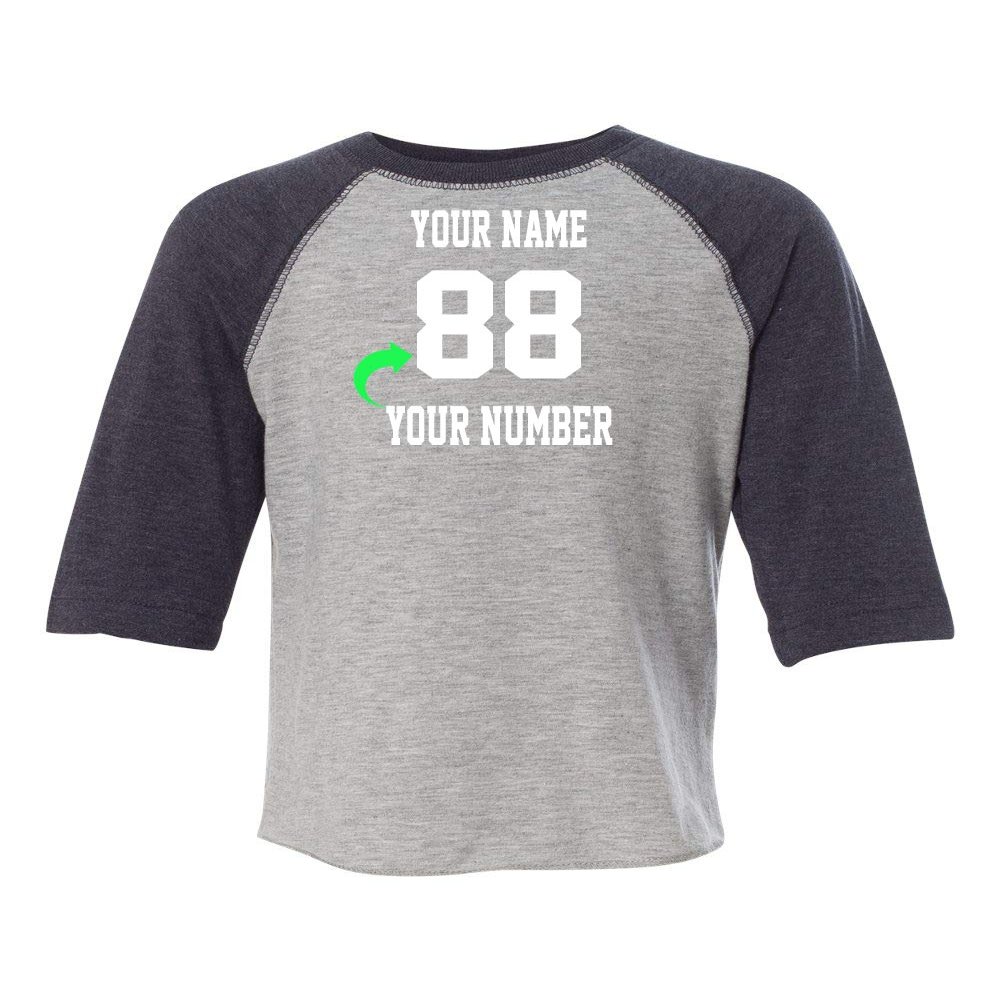 Customized Toddler Baseball Raglan Tee Personalized with Name and Team Number (Vintage Navy, 2T)