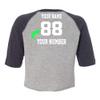 Customized Toddler Baseball Raglan Tee Personalized with Name and Team Number (Vintage Navy, 2T) view 2
