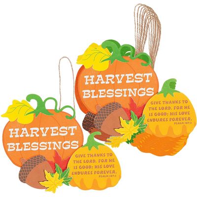 Fun Express Harvest Blessings Sign Craft Kit - Makes 12 - Thanksgiving Crafts for Kids
