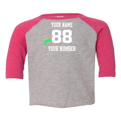 Customized Toddler Baseball Raglan Tee Personalized with Name and Team Number (Vintage Hot Pink, 5T)