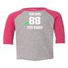Customized Toddler Baseball Raglan Tee Personalized with Name and Team Number (Vintage Hot Pink, 5T) view 1