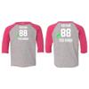 Customized Toddler Baseball Raglan Tee Personalized with Name and Team Number (Vintage Hot Pink, 5T) view 3