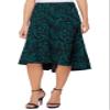 Catherine Malandrino Rosa Jacquard High-Low A-line Skirt (Black Madrid Cactus/Green, 4) view 1