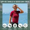 Kanu Surf Women's Breeze UPF 50+ Short Sleeved Active Rashguard & Workout Top, Darren Maroon, Large view 2