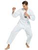 TopTie V-Neck Taekwondo Uniform for Kids Adults, TKD Dobok Uniform Martial Arts Uniform with Belt-White Trim-Size 00 view 4