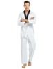 TopTie V-Neck Taekwondo Uniform for Kids Adults, TKD Dobok Uniform Martial Arts Uniform with Belt-black trim-Size 1 view 2