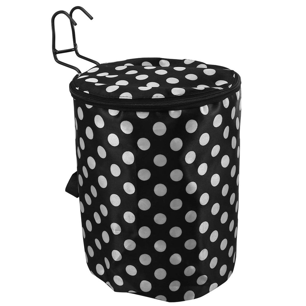 Bicycle Basket Bike Front Basket Folding Detachable Cycling for Cycling Shopping Bag Black and White Dot