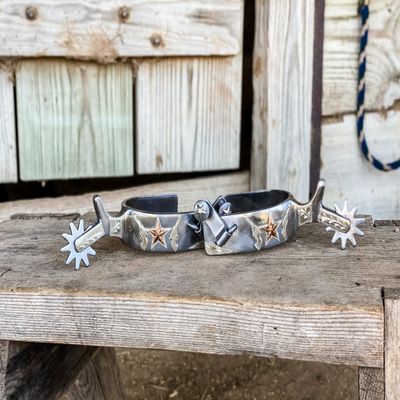 AJ Tack Men's Stainless Steel Stars and Double Shooter Spurs