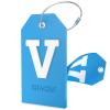 Shacke Initial Luggage Tag with Full Privacy Cover and Stainless Steel Loop - Aqua Teal (Letter V) view 1