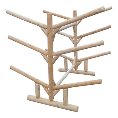 2 Canoes + 4 Kayak/SUP Log Racks, Caribbean Kayak Rack Free-standing Kayak Racks for Outdoor Storage, Florida SUP Storage Stand Shorefront SUP, Canoe Stand Paddle Board - Canyon Brown