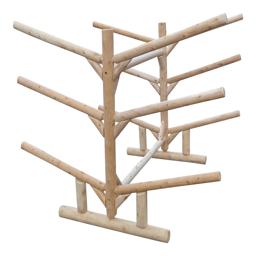 2 Canoes + 4 Kayak/SUP Log Racks, Caribbean Kayak Rack Free-standing Kayak Racks for Outdoor Storage, Florida SUP Storage Stand Shorefront SUP, Canoe Stand Paddle Board - Canyon Brown