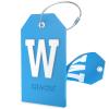 Shacke Initial Luggage Tag with Full Privacy Cover and Stainless Steel Loop - Aqua Teal (Letter W) view 1