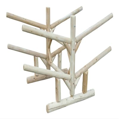 4-Place Low 2 Canoes + 2 Kayaks Log Rack, Freestanding Kayak Garage Storage Racks, Surfboard Stand, Kayak Rack, SUP Paddle Board Storage Racks for Garage, Canoe Storages - Natural