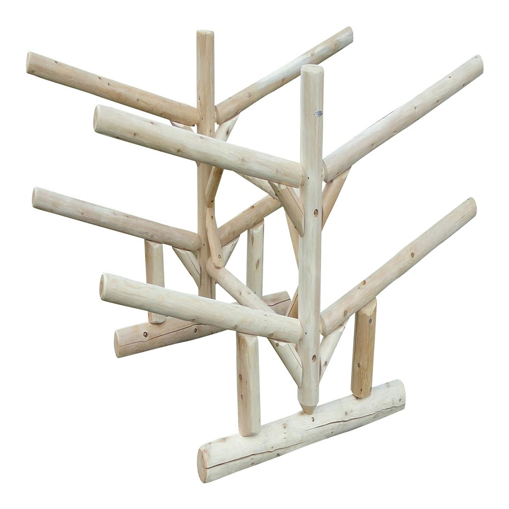 4-Place Low 2 Canoes + 2 Kayaks Log Rack, Freestanding Kayak Garage Storage Racks, Surfboard Stand, Kayak Rack, SUP Paddle Board Storage Racks for Garage, Canoe Storages - Natural