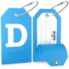 Shacke Initial Luggage Tag with Full Privacy Cover and Stainless Steel Loop - Aqua Teal (Letter D) view 2