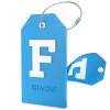 Shacke Initial Luggage Tag with Full Privacy Cover and Stainless Steel Loop - Aqua Teal (Letter F) view 1