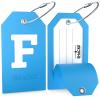 Shacke Initial Luggage Tag with Full Privacy Cover and Stainless Steel Loop - Aqua Teal (Letter F) view 2