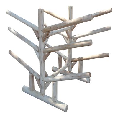 Log Kayak Rack 6-Place, 2 Canoes + 2 Kayaks + Two SUP Caribbean Kayak Rack Heavy Duty Free-standing, Seaside, Outdoor Storage, Lakeside - Canyon Brown