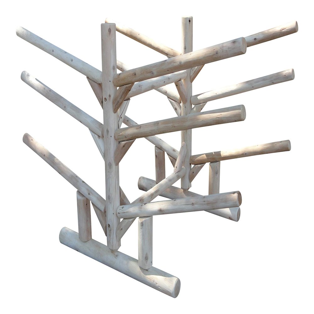 Log Kayak Rack 6-Place, 2 Canoes + 2 Kayaks + Two SUP Caribbean Kayak Rack Heavy Duty Free-standing, Seaside, Outdoor Storage, Lakeside - Canyon Brown