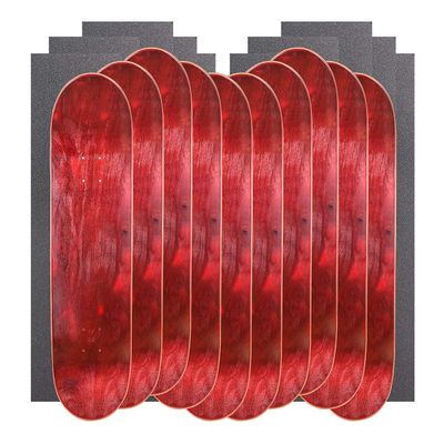 Cal 7 Blank Maple Skateboard Decks with Grip Tape (Bundle of 10) (Red, 8.5 inch)