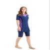 Womens Modest Muslim Burkini Swimwear Rash Guard Surfing Suit Maillot Short Sleeve Swimsuit (Purple, Small) view 4