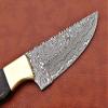 9.5" Long Full Tang Blade Skinning Knife, Rain Drop Pattern Straight Back Hand Forged Damascus Steel, Walnut Wood Scale with Brass Bolster, Cow Leather Sheath (Black) view 3