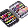 BASSDASH 57pcs Fly Fishing Egg Flies Kit with Fly Box for Steelhead Salmon Trout Fishing Include Egg Flies, Worms, Streamers view 2
