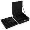 Sodynee Two-Layer Lint Jewelry Box Organizer Display Storage Case with Lock, Black view 2
