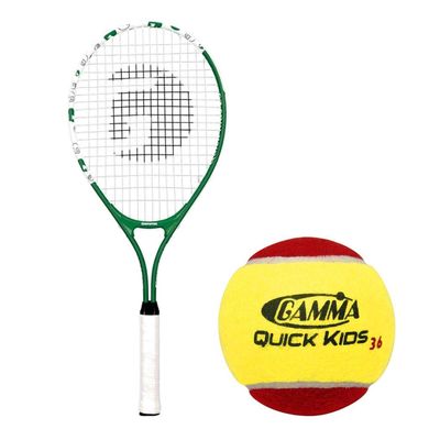 Gamma Quick Kids 25" Inch Junior Tennis Racquet Set or Kit Bundled with a 60-Pack Kids Red/Yellow Felt Training Transition Balls