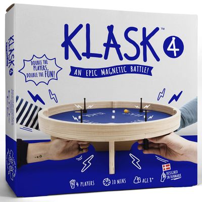 KLASK: The Magnetic Award-Winning Party Game of Skill - for Kids and Adults of All Ages Thats Half Foosball, Half Air Hockey (4 Player)